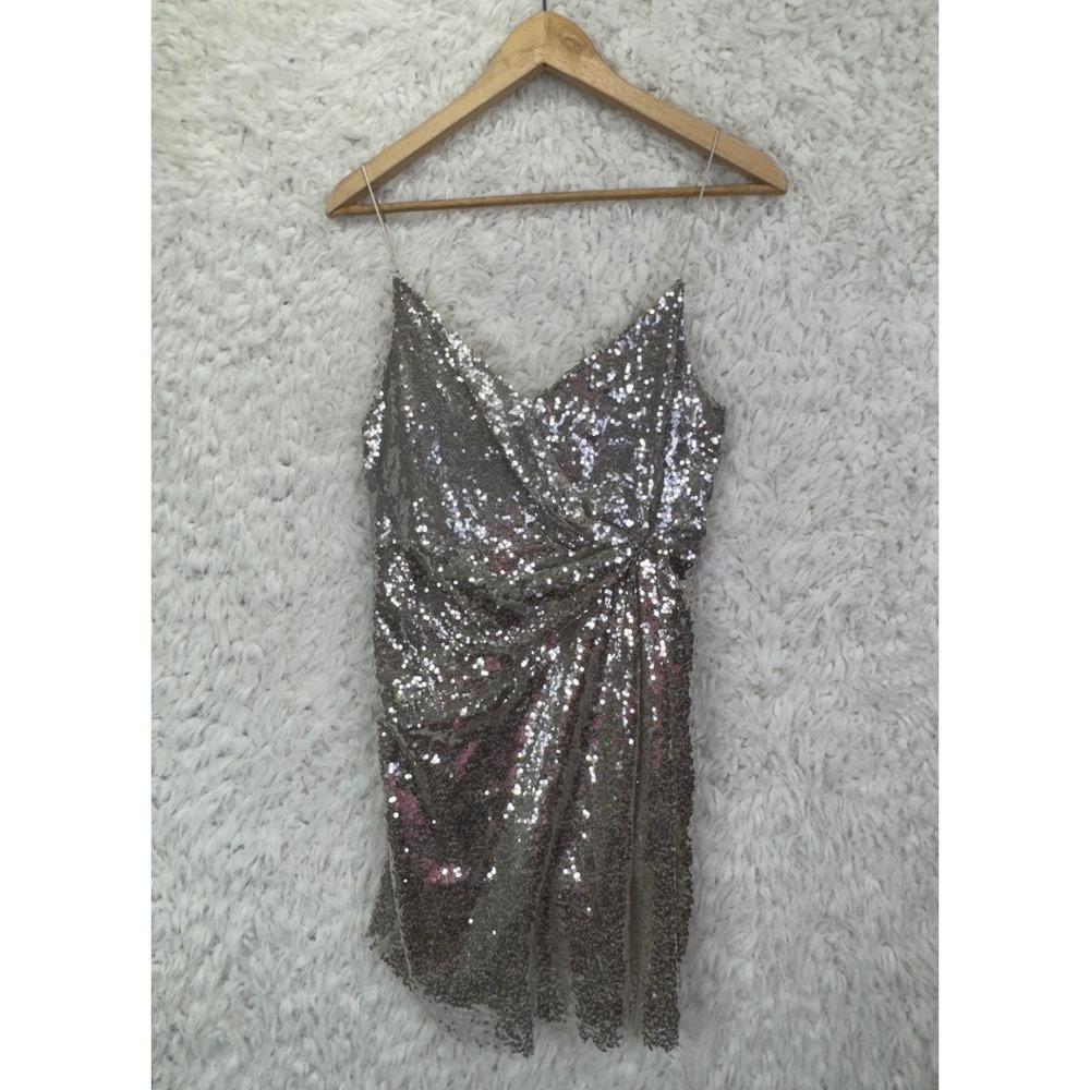 Zara Sequin Mini Dress XS Silver Sparkly Party Glam Disco Night Out Sleeveless